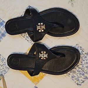 Tory Burch navy leather sandals